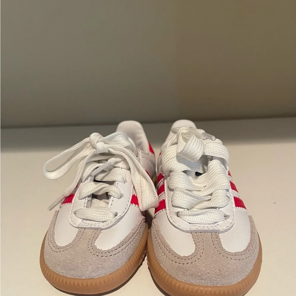 Adidas Kids Samba Red and White Sneakers
